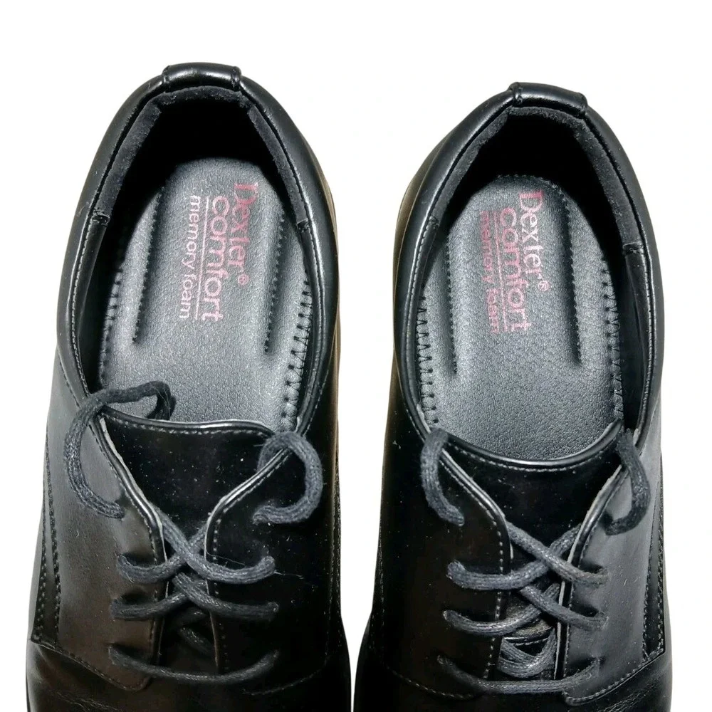Dexter Comfort Mens Black Cap‎ Toe Memory Foam Lace Up Oxford Dress Shoes